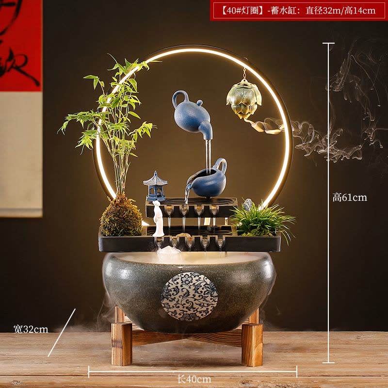 创意自动循环流水生财摆件金鱼缸客厅办公室桌面装饰招财开业礼品图片