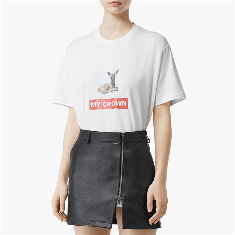 [20春夏新款]BURBERRY/博柏利 女士棉质蒙太奇印花棉质宽松T恤衫女士短袖T恤