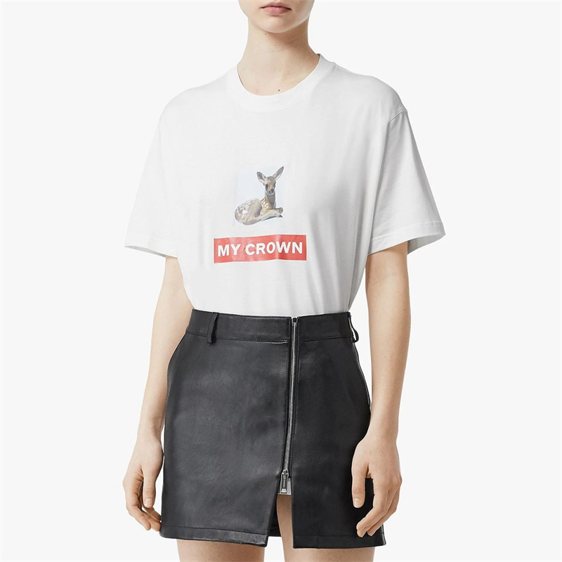 [20春夏新款]BURBERRY/博柏利 女士棉质蒙太奇印花棉质宽松T恤衫女士短袖T恤