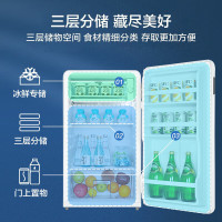 美的93升单门一级低音复古白色小冰箱单温冷藏租房家用宿舍办公室可放美妆BC-93MF