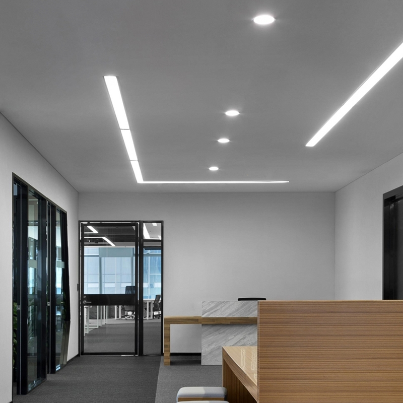 弹簧嵌入式长条灯led办公室吸顶灯法耐fanai过道走廊超薄石膏板吊顶