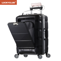 Lucky Club高颜值前置电脑行李箱男女密码开口商务旅行小型20寸多功能拉杆箱子