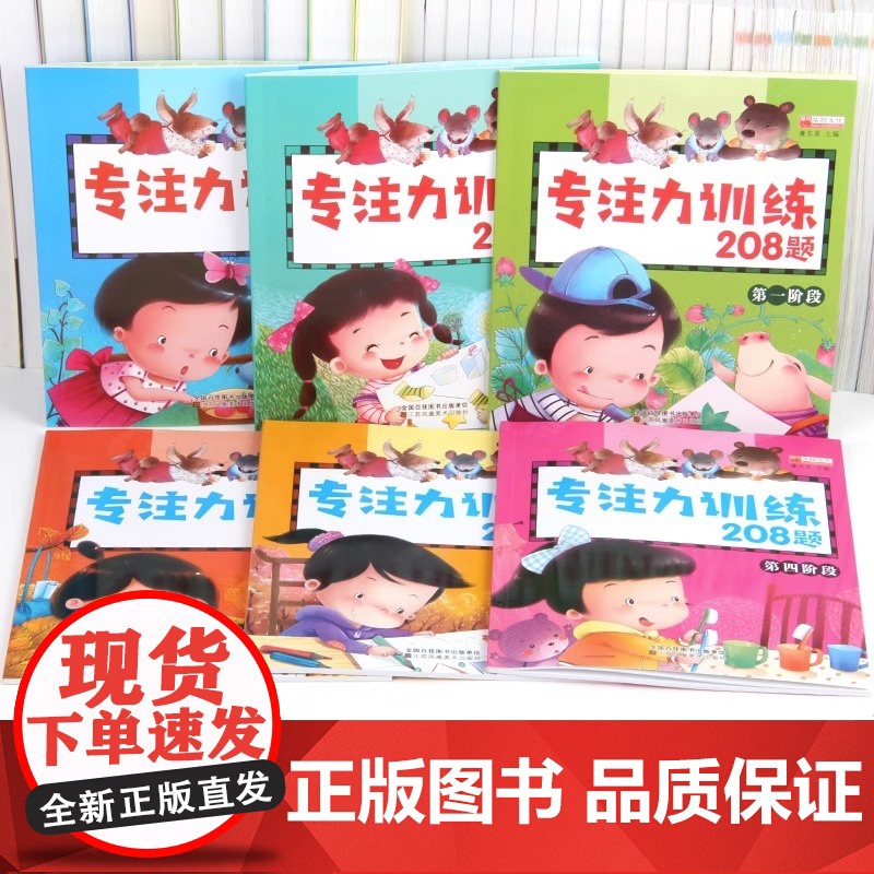 幼儿专注力训练208题全6册 寻找隐藏的图画捉迷藏找不同迷宫大冒险逻辑思维训练儿童游戏书幼儿书籍3-6岁全脑智力开发益智高清大图