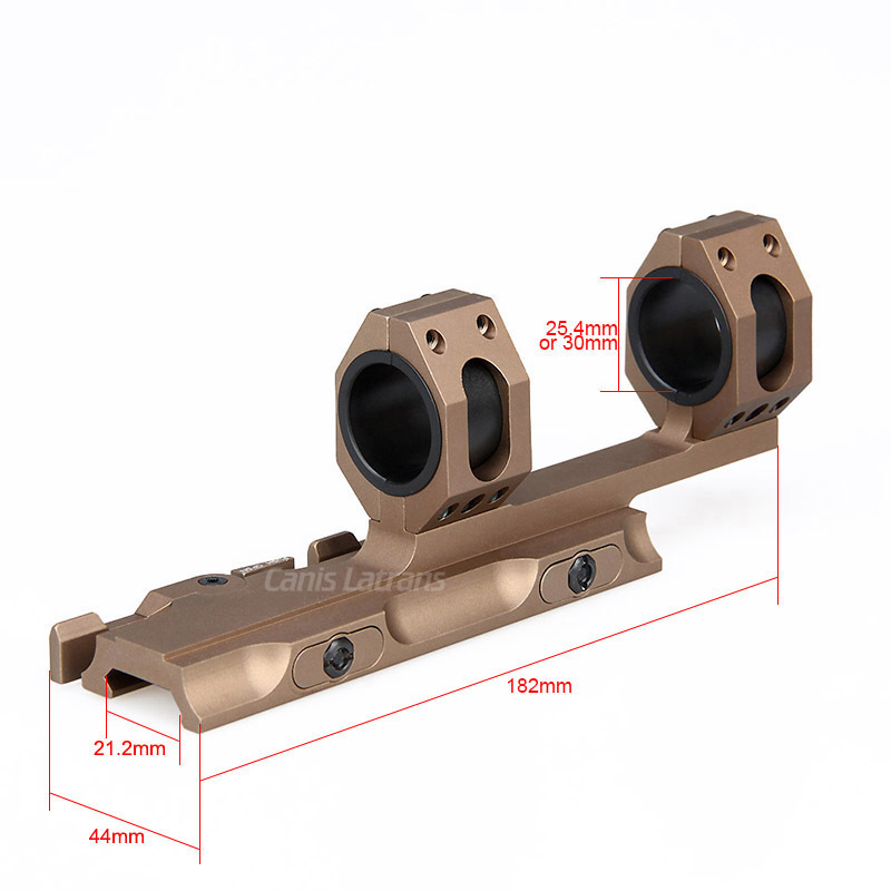 瞄准镜夹具25.4MM/30MM管径通用20MM皮轨快拆瞄准器夹具连体后延一体皮轨ED管夹支架