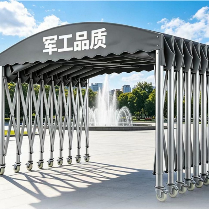 鼎将 活动雨棚 5*6米 大型推拉雨棚遮阳棚移动折叠停车棚 单位:个高清大图