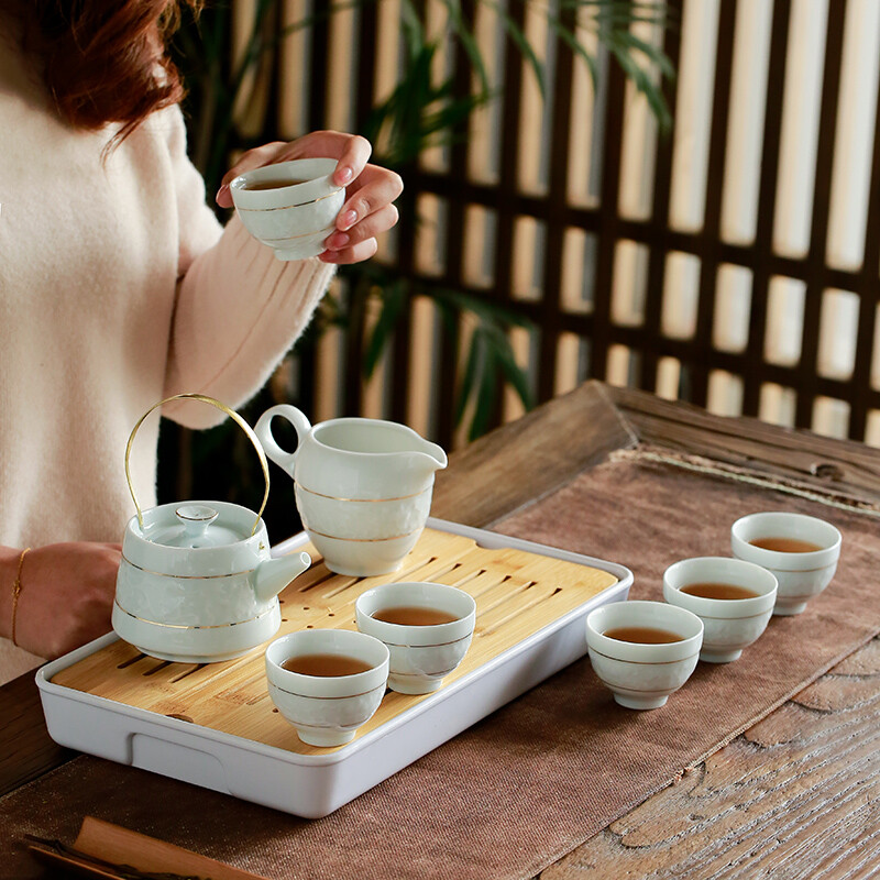 苏氏陶瓷(SUSHI CERAMICS) J0246 影青干泡组(一壶七杯一茶海一茶托) 十件套 (单位:套)高清大图