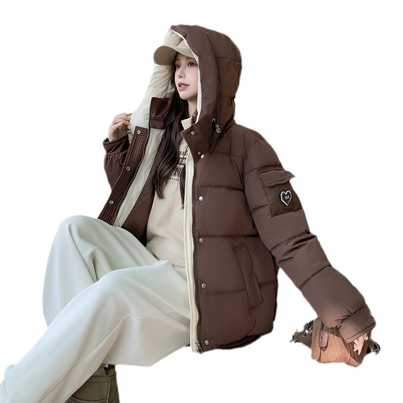 羽绒棉服棉衣短款2024冬季棉袄新款百搭韩版加厚连帽宽松时尚外套高清大图