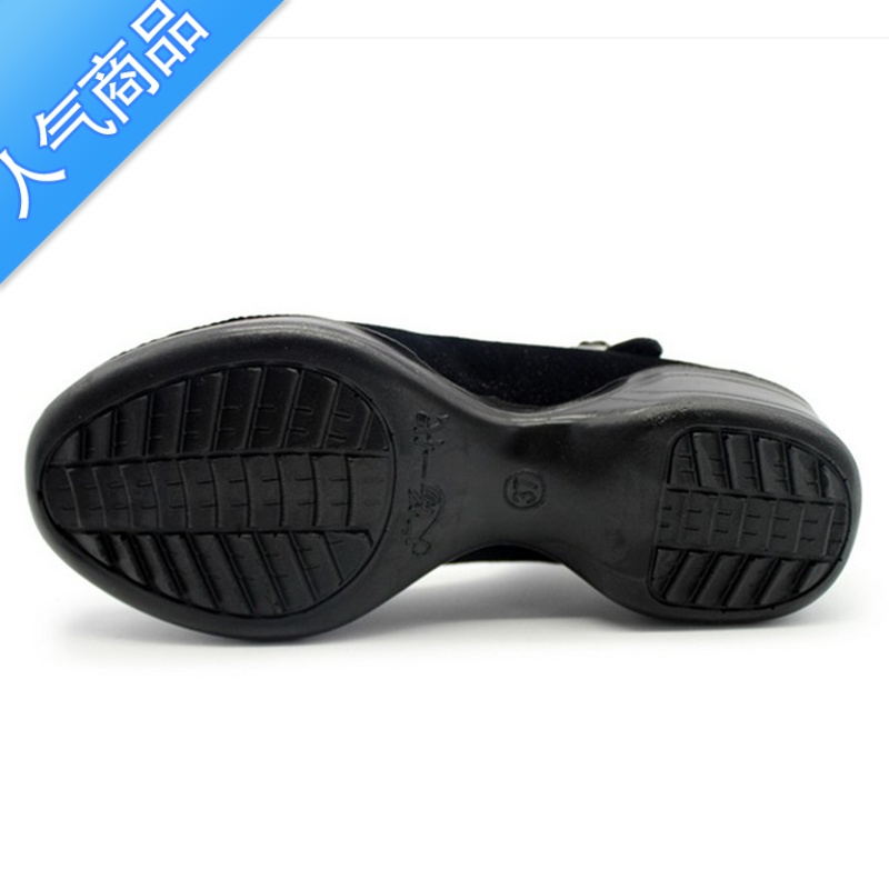 SUNTEK老北京厚底黑布鞋女鞋高跟拉带广场舞鞋现代舞蹈鞋软底妈妈布鞋高清大图