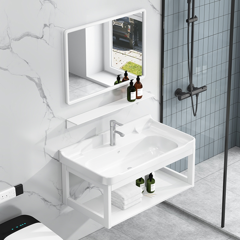 陶瓷挂墙式阳台洗手盆柜组合壁挂洗脸盆家用小户型卫生间洗手面盆
