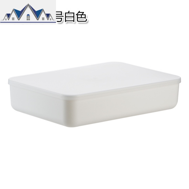 家用桌面收纳盒杂物塑料收纳箱带盖防尘学生宿舍衣物整理盒储物箱_2_820 浅款-大号白色