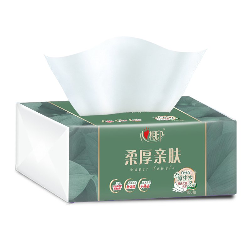 心相印DT100柔厚亲肤三层100抽18包塑装纸面