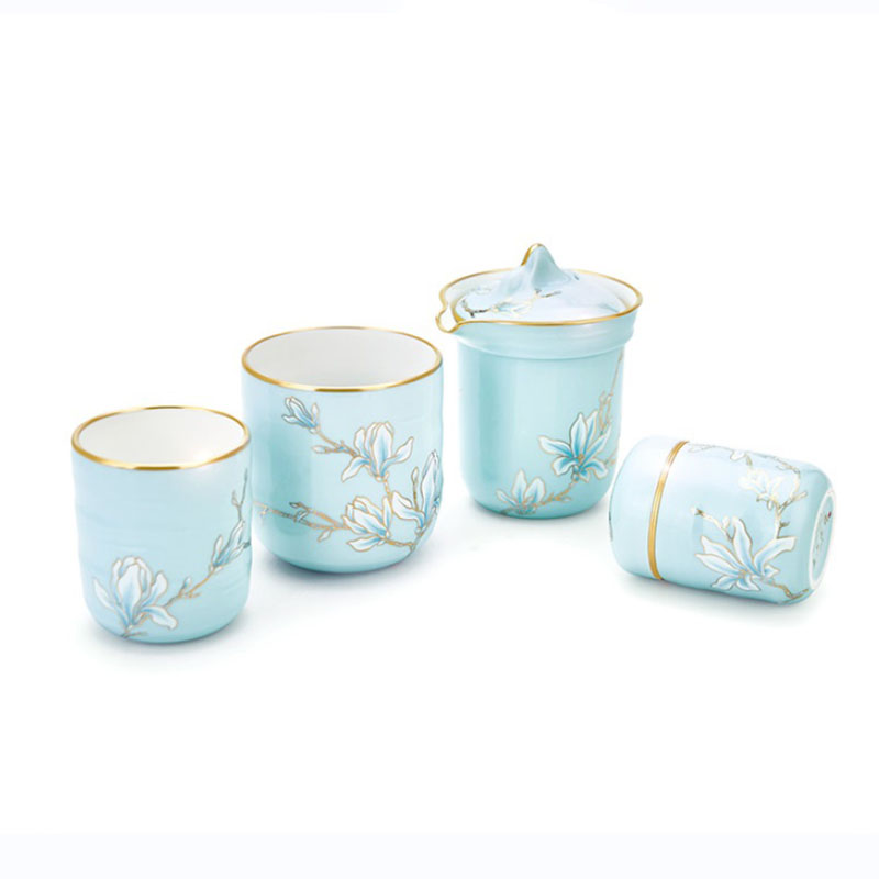 玛戈隆特 行云南山旅行茶具-玉兰花开珐琅彩(水蓝色) 6头2人份 1.06.55604高清大图