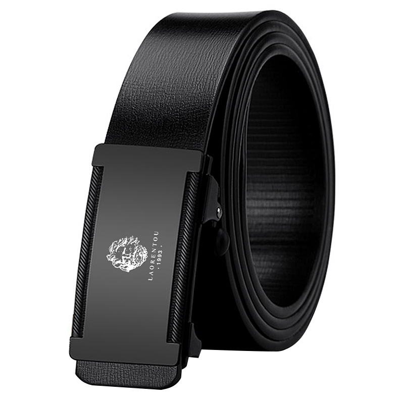 老人头皮带男真皮无牙自动扣男士牛皮腰带休闲高档品牌裤带送爸爸