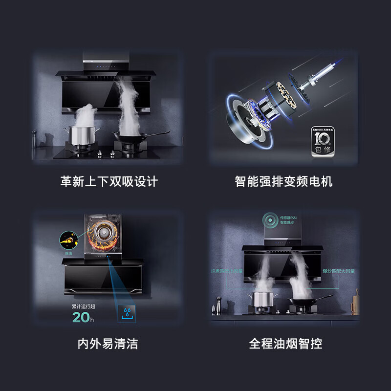 西门子LS63R7MB9W[X7]智享款顶侧双吸油烟机 28立方大吸力 智能风速调节 智能自清洁 德系变频电机高清大图