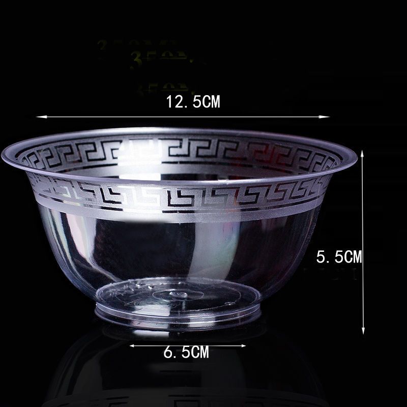 250水晶碗 单独碗50个 加厚一次性塑料碗硬航空水晶碗透明碗饭碗汤碗婚庆碗大排挡碗小碗