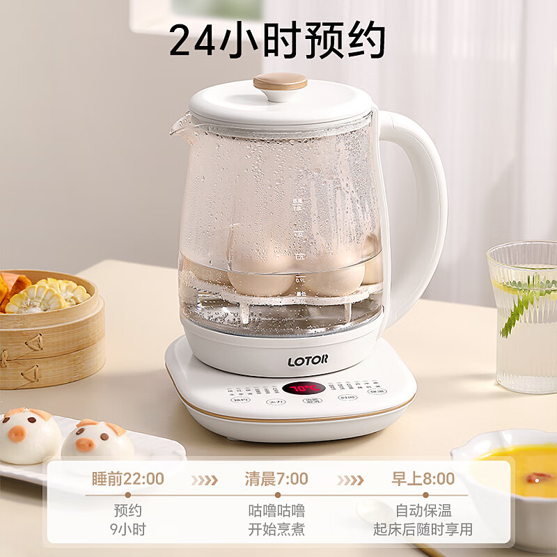 LOTOR浣熊养生壶家用煮茶壶迷你煮茶器多功能花茶壶加厚恒温烧水壶大容量 白色标准款H20