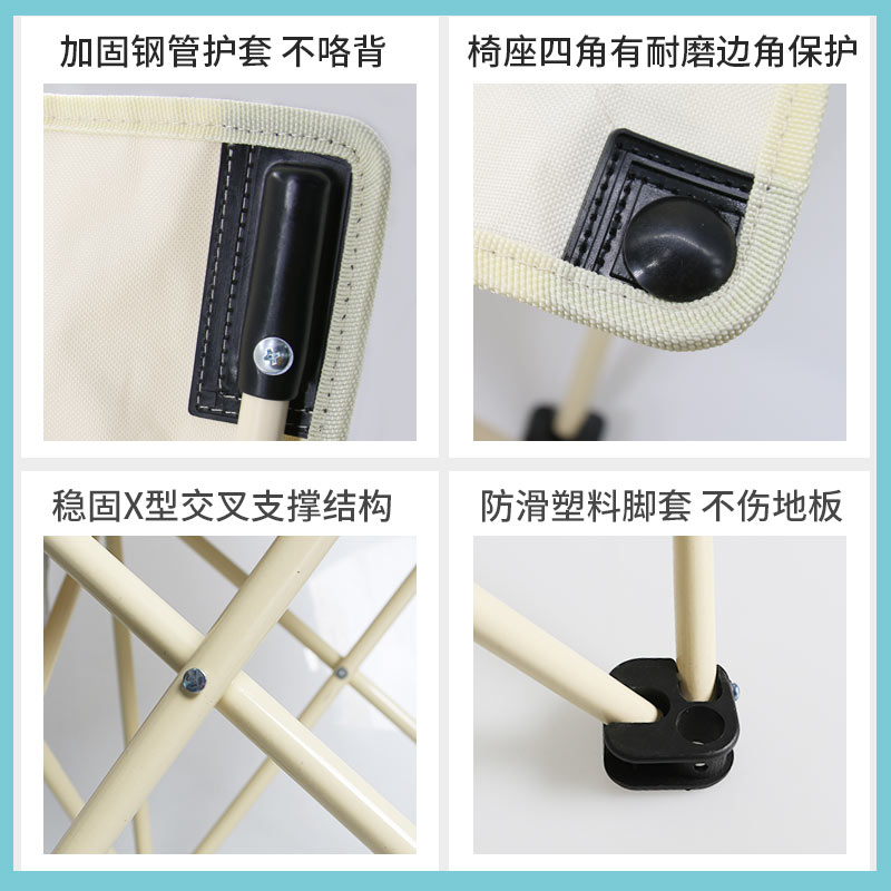 户外便携折叠桌椅五件套(收纳包)HZ51米白色折叠凳*4,方桌*1,收纳包*1高清大图
