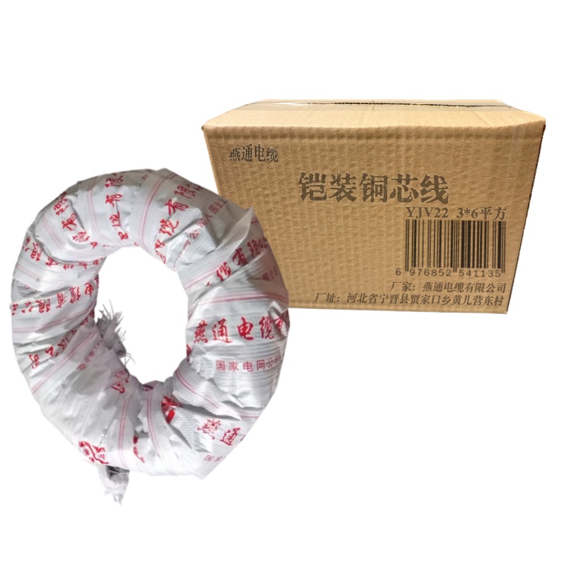 燕通 YJV22铠装铜芯线 0.6/1KV-YJV22 3*6平方/米高清大图