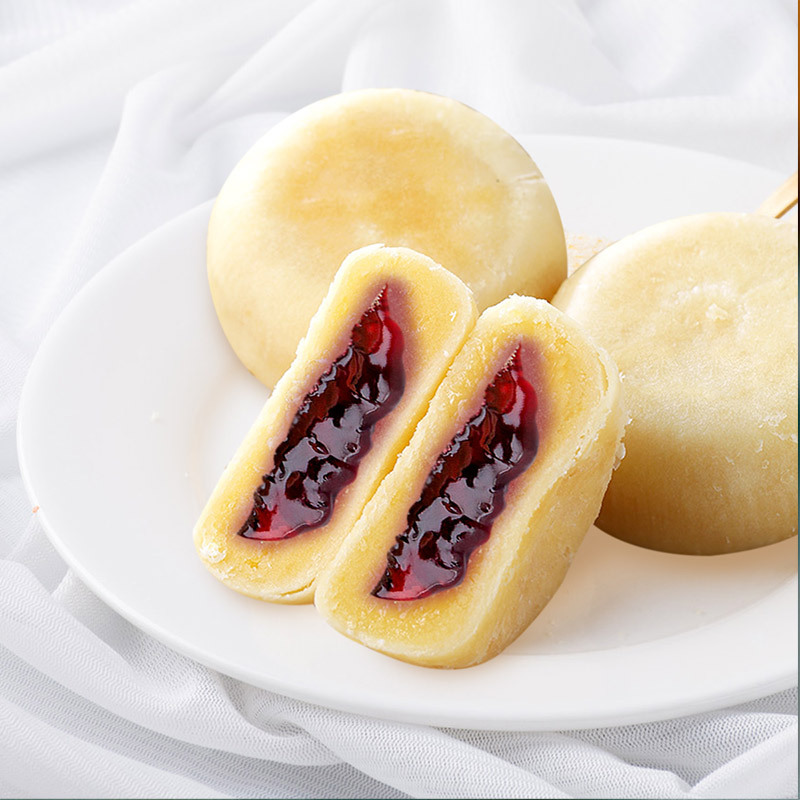 味滋源约12个装爆浆流心蓝莓饼500g箱夹心蓝莓味糕点休闲零食品