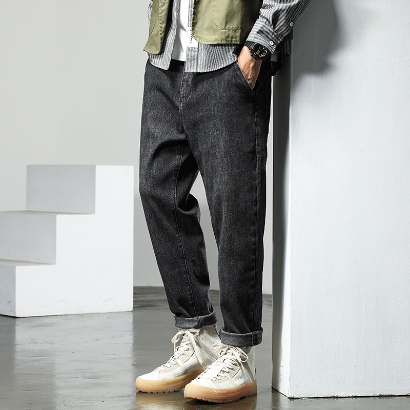 金盾(kin don)冬季牛仔裤男士弹力松紧腰哈伦裤宽松休闲秋冬直筒裤子