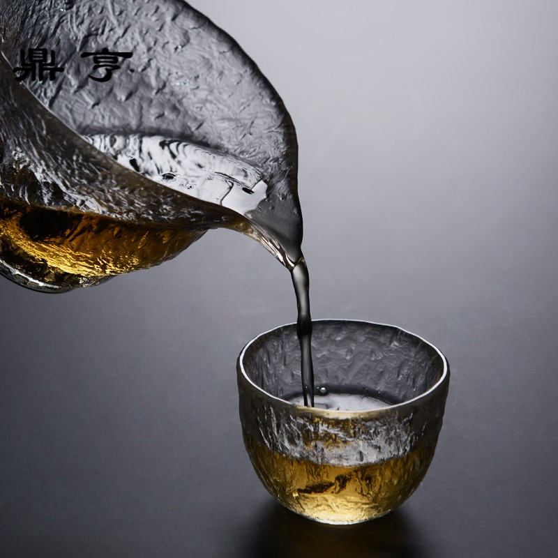 鼎亨初雪耐热锤纹冰裂透明玻璃品杯主人杯公杯盖碗日式功夫茶具套