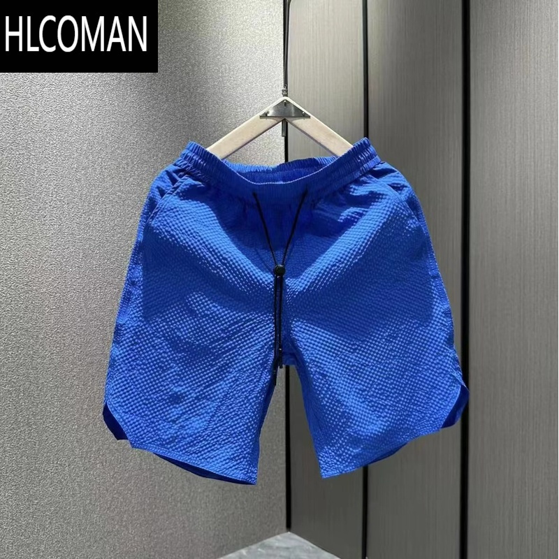 HLCOMAN夏季男士中性风泡泡格百搭休闲短裤时尚糖果色速干宽松沙滩五分裤