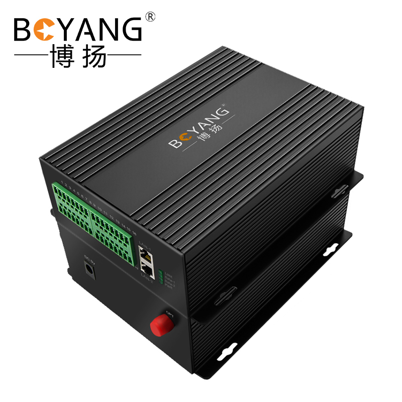 博扬 开关量光端机4路双向开关量+2路网络 转光纤红外对射/周界报警/烟感报警/信号报警一对BY-Ff4E2