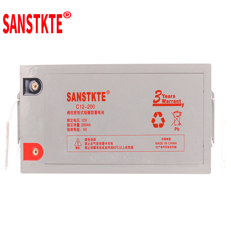 SANSTKTE阀控免维护蓄电池UPS电源12V200AH直流EPS通信应急设备机房门禁消防C12-200