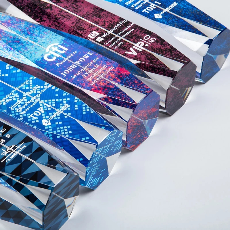优佚新款创意世纪魔方水晶奖杯彩印刻字定制定做创意周年颁奖奖牌授权牌颁奖企业年会表彰嘉奖