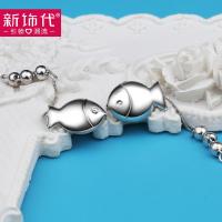 925银脚链女款 韩版时尚亲嘴小鱼儿女士银首饰品 情人节礼物送女友送女朋友七夕情人节礼物