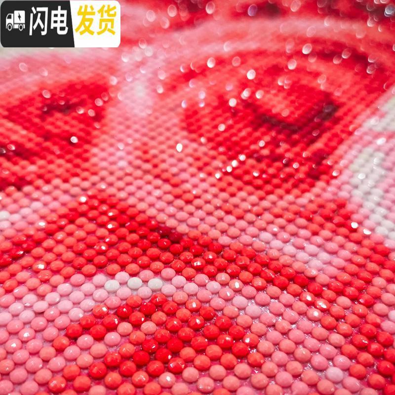 三维工匠钻石画绣2019新款满钻客厅5D幸福玫瑰小幅砖秀点贴小 [魔方圆钻全图满贴]尺寸:60*40厘米加钻30十字绣高清大图