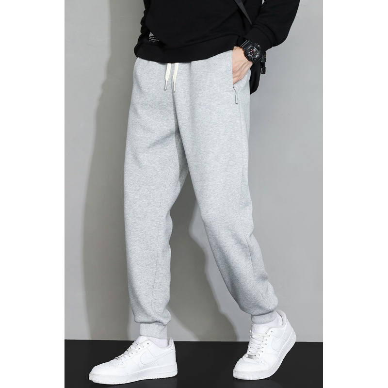 南极人裤子男士春秋季束脚运动裤纯棉灰色卫裤秋冬款重磅休闲长裤