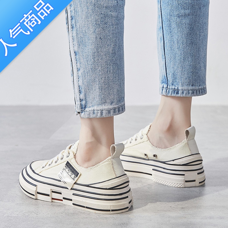 SUNTEK板鞋女2023夏秋季小白鞋韩版ulzzang帆布鞋网红百搭ins女鞋潮高清大图