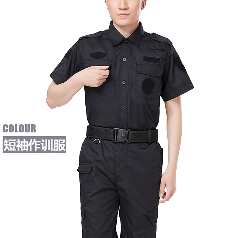 天鸣 精品夏季短袖执勤服含配件安保制服作训服物业保安套装高清大图