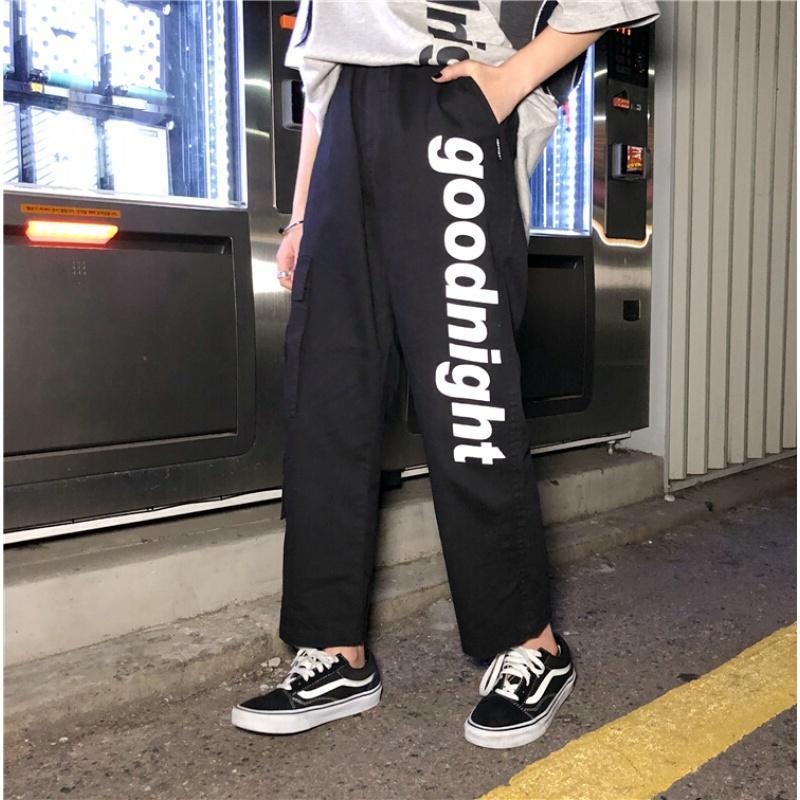 港风裤宽松f风九分裤原宿直筒休闲裤嘻哈少裤