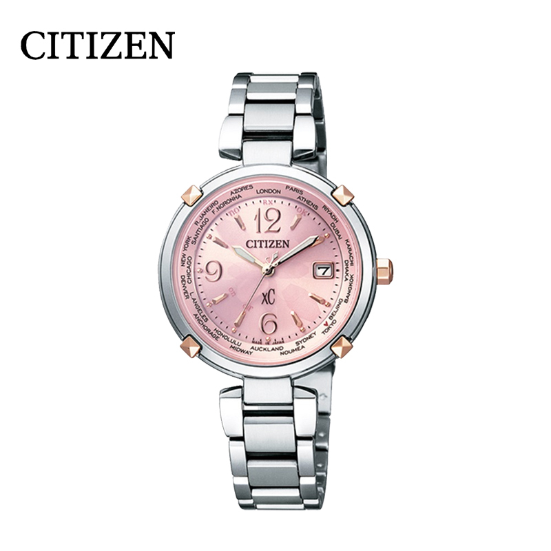 西铁城(CITIZEN)手表 光动能电波薄款钛合金优雅女表EC1044-55W
