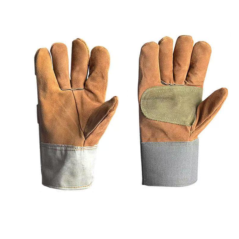 惠铁 短皮电焊工耐磨隔热防刺手套 花半皮 双高清大图