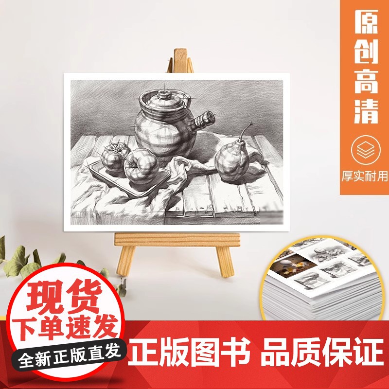 素描组合静物结构临摹卡提升版临摹范本组合画册集美术基础单个罐子道具结构解析照片写生创意卡片校联考高考名师绘画示范正版图书高清大图