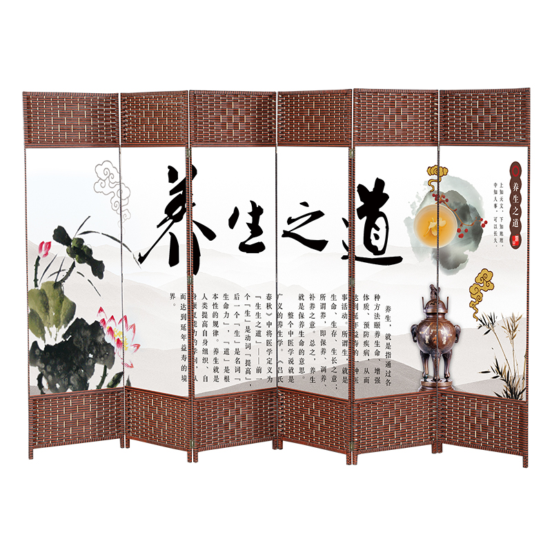 BONJEAN养生简易屏风折叠隔断移动客厅中式卧室茶室酒店餐厅现代简约折屏高清大图