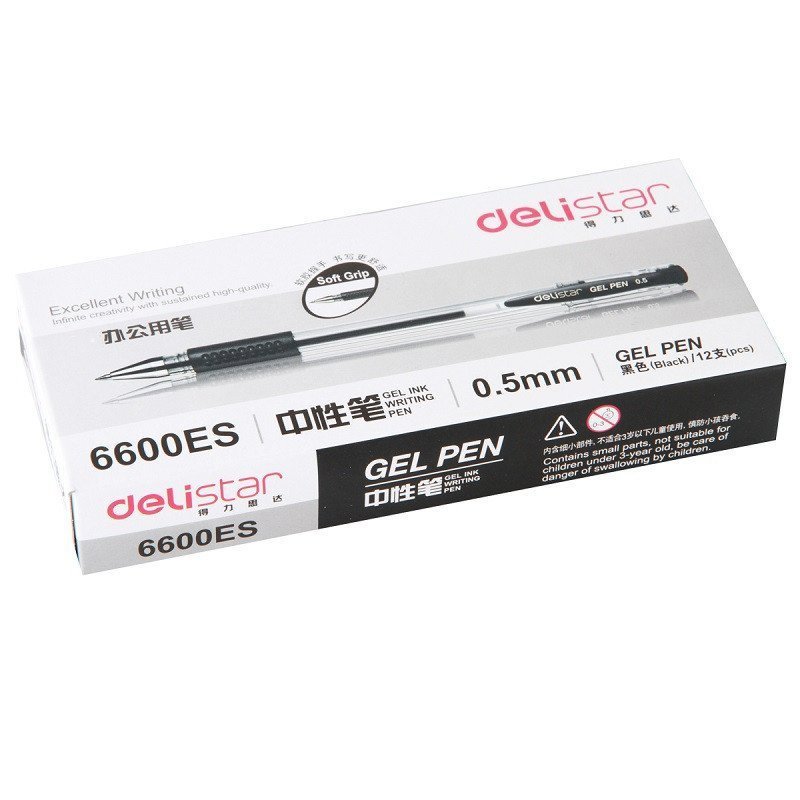 Deli 得力6600 经典办公中性笔/水笔/签字笔/学生笔 红笔 0.5mm 12只装