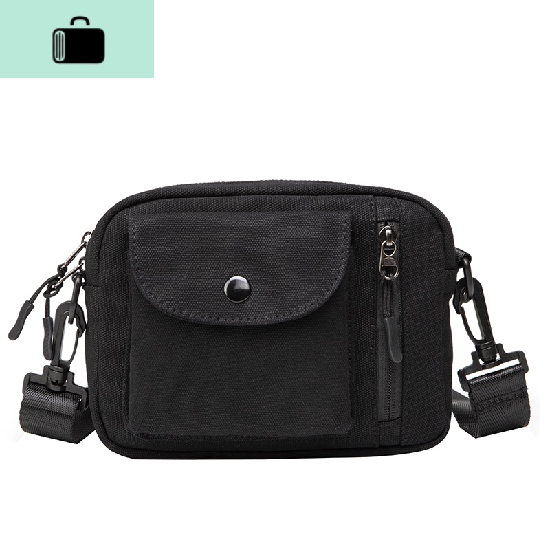 潮牌斜挎包男生ins潮小包迷你港风韩版学生单肩包女斜肩帆布背包NEW LAKE 黑色2627高清大图