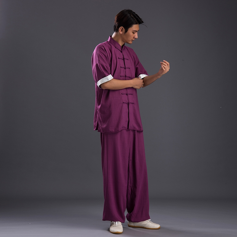 闪电客秋季太极服棉麻太极拳天麻练功服亚麻武术服装晨练服