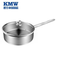 KMW捍卫者304圆钮复合钢不粘中华炒锅四件套KMWHWZ0074 加厚锅体少烟防焦糊304不锈钢炒锅煎锅汤锅奶锅具套装