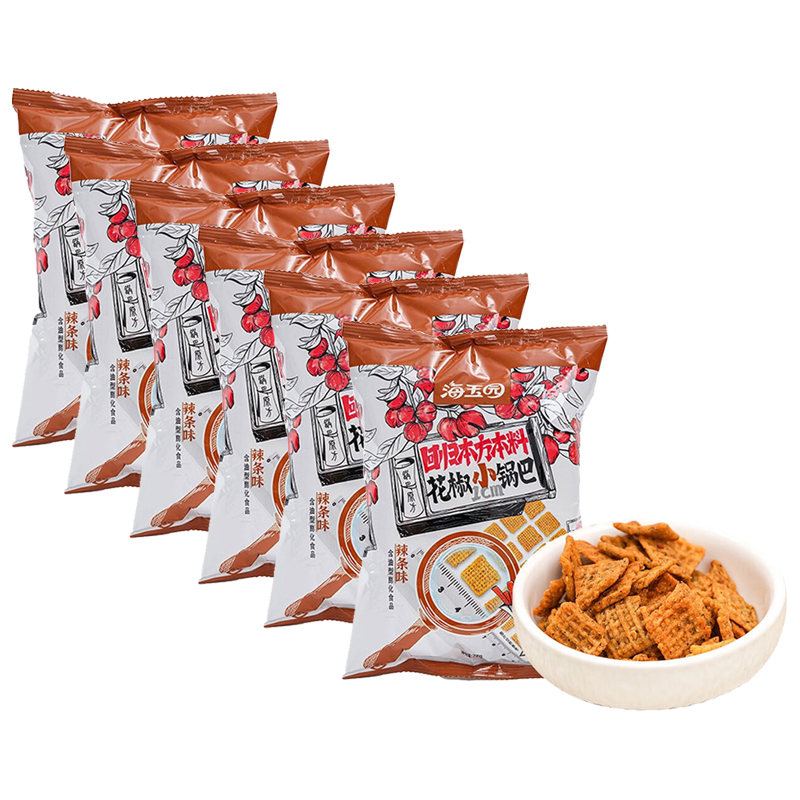 海玉园花椒锅巴膨化食品办公室休闲零食追剧解馋小吃辣条味72g*6袋