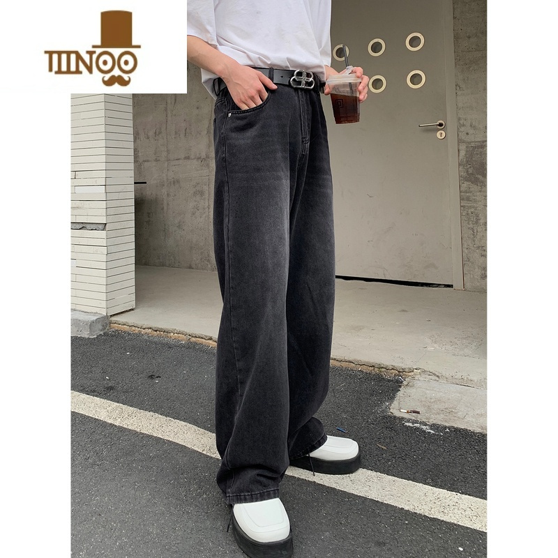 YANXUONELYC1浅蓝色牛仔裤男直筒宽松韩版百搭港风复古休闲长裤ins潮