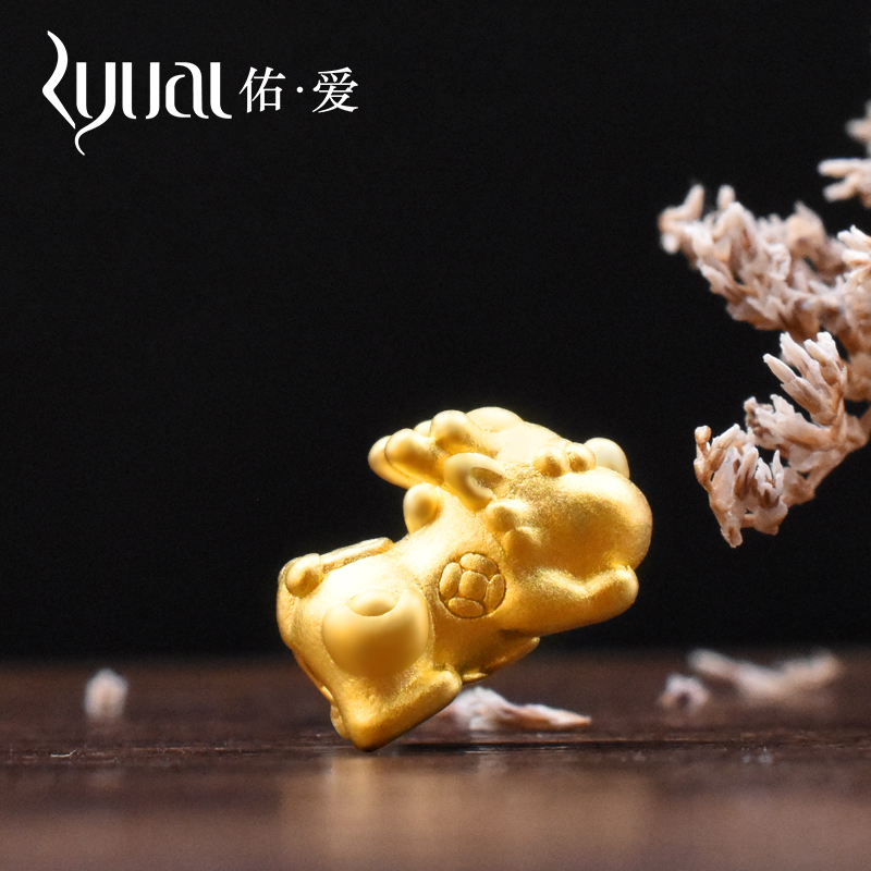 Ryual 3D硬金貔貅手链黄金本命年女士手绳 足金999路路通首饰计价款送恋人情侣款