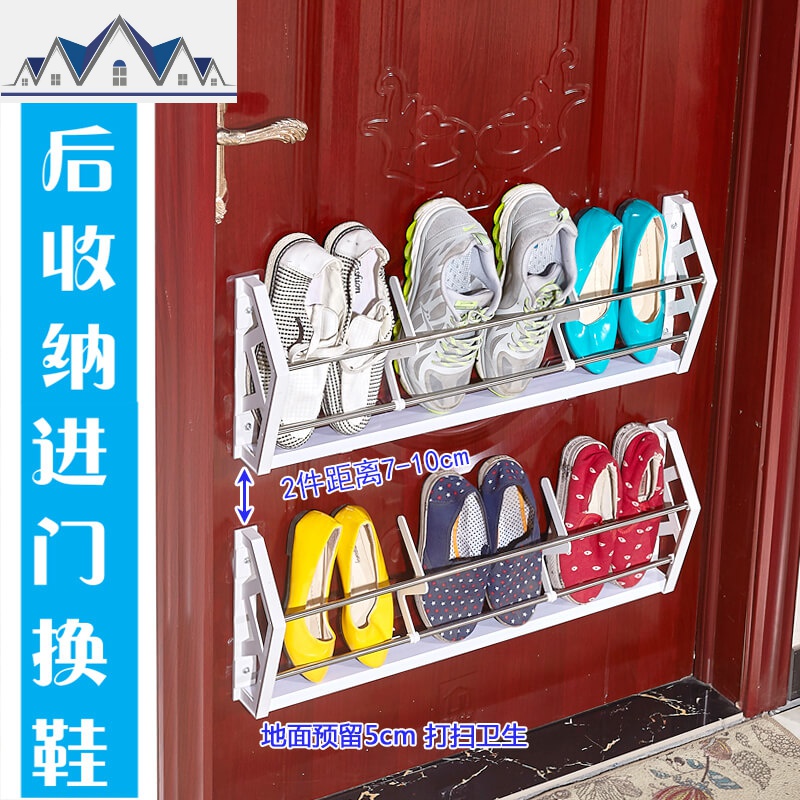 吸盘后鞋架置物架免打孔后挂式鞋架简易家用客厅浴室拖鞋鞋架 三维工匠高清大图