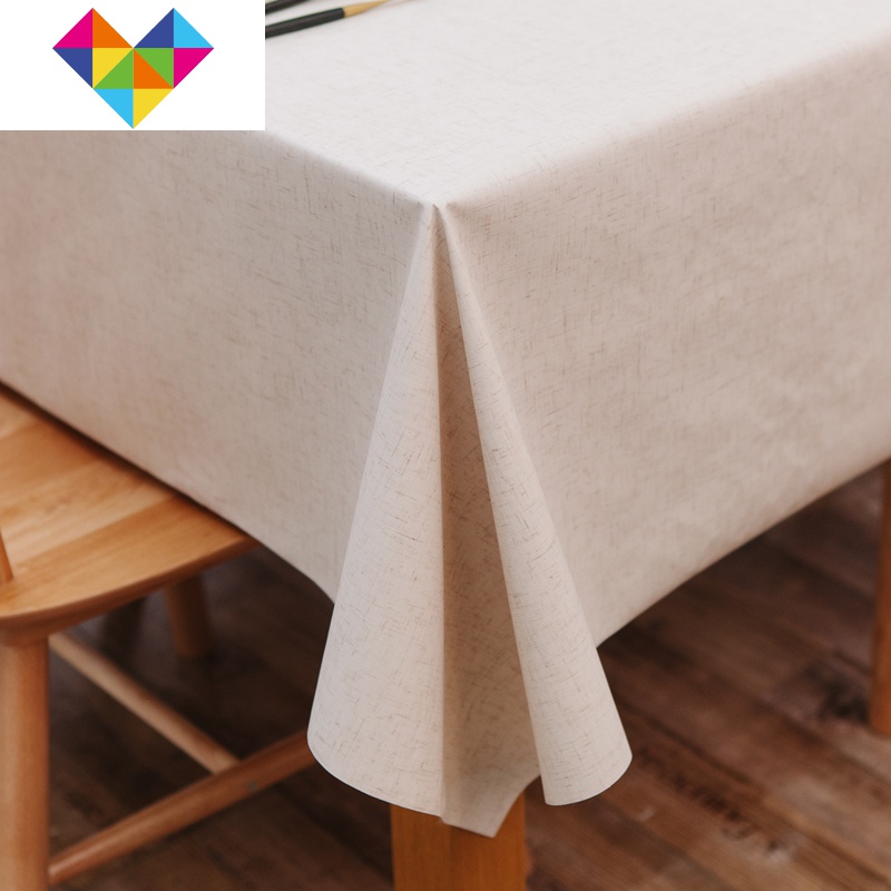 北欧防水防油防烫免洗长方形餐桌布pvc仿棉麻纯情米白台布桌盖布御蓝锦图片 高清实拍大图 苏宁易购