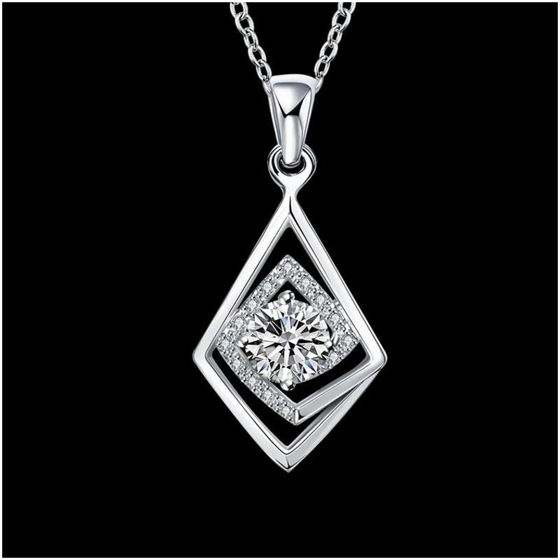 N033Women Silver Necklace 日韩几何简约锁骨项链女银饰坠首饰送女朋友七夕情人节礼物