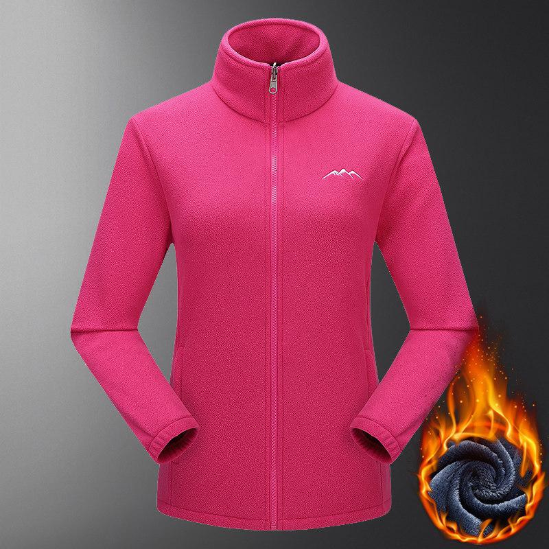 迪鲁奥（DILUAO)抓绒衣女双面绒珊瑚绒卫衣加厚羔绒妈妈装保暖上衣毛绒绒外套女_49 2XL 粉红色-女